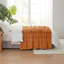 Amélie Home Luxury Striped Faux Fur Throw Blanket for Couch, Embossed Split Fur Cozy Fuzzy Fluffy Luxurious Soft Plush Sofa Chair Bed Gift Blankets for Women Men Wife Friend, 55"x70", Brown by CozyNest Decor