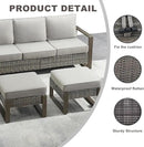 Outdoor Ottoman Wicker Patio Footrest - 2 Piece Wicker Footrest Footstools Set with Sturdy Frame,All-Weather PE Wicker, Thick Cushions for Deck Porch Garden(Mixed Grey/Grey) by CozyNest Decor