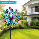 51.9" Peacock Solar Wind Spinner Outdoor Decor – Waterproof LED Lighted Garden Art with Adjustable Metal Pole, IP65 Weather Resistant for Yard, Patio by CozyNest Decor
