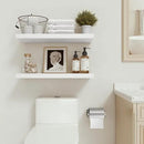 Floating Shelves for Wall 24 inchs Long, 9.1” deep x 1.5” Wall Shelf for Bedroom, Bathroom, Living Room, Kitchen, Office Home Decor, Deep Wood Shelves with Invisible Brackets, Set of 2 White