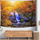 Delur Waterfall Tapestry Forest Nature Scenic Tree Mountain Sunset Tapestry Wall Hanging Natural Landscape Sunrise Headboard for Bedroom Living Room Home Decor (70.8" x 92.5") by CozyNest Decor