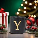 COLLECTIVE HOME - Monogram Ceramic Mugs, 15 oz Golden Initial Black Coffee Cups, Elegant Alphabet Tea Mugs, Elegant Personalized Mug with Gift Box, Unique Mug with Double Side Capital Lette (Y) by CozyNest Decor