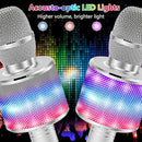 Amazmic Kids Karaoke Microphone Machine Toy Bluetooth Microphone Portable Wireless Karaoke Machine Handheld with LED Lights, Gift for Children Adults Birthday Party, Home KTV(Silver) by TinyTreasures Baby Boutique