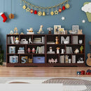 Book Shelf Set of 2, 8 Cubes Storage Organizer, 3-Tier Open Bookshelf Wooden Bookcase, Freestanding Cherry Bookshelf Cube Shelf for Living Room by CozyNest Decor