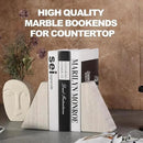Marble Book Ends for Heavy Books, Decorative Bookends for Shelves, Durable and Heavy-Duty Bookends for Hardback Book & CDS, Off-White Unique Books Stopper & Holder, Set of 2 by CozyNest Decor