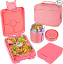 Bento Lunch Box Set With 10oz Soup Thermo, Leak-proof Lunch Containers with 4 Compartment, Kids Hot Thermo Food Jar/Insulation Lunch Bag, Food Containers for School（Solid） by TinyTreasures Baby Boutique