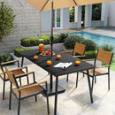 Outdoor Dining Table for 6, 70inch Patio Dining Table with Wooden-Like Top and Aluminum Frame, Rectangular Table with Umbrella Hole Outdoor Furniture, Only Table, Black by GreenHaven Gardens