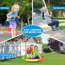 GIKPAL Swing Sets for Backyard, Outdoor Swing Set for Kids Ages 3-8, Outdoor Heavy-Duty Metal Swing Set with 2 Saucer Swings and a Double Ring Swing, 440 lbs Capability,Yellow-blue1,Medium,(YCQQJ01) by TinyTreasures Baby Boutique