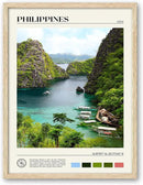 HesenDot Natural OAK Wood Framed Philippines Natural Scenery Wall Art,12x16in Busuanga Island Landscape Canvas Print,Urban Landmark Wall Decor for Living Room,Bedroom,Office Gallery,Set of 1 by CozyNest Decor