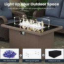 10 Pieces Outdoor Patio Furniture Sets with Rocking Swivel Chairs with 6-inch Thick Cushion and Fire Pit Table for Deck Lawn by GreenHaven Gardens