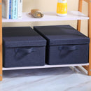 HOONEX Foldable Storage Bins with Lids, Pack of 2, Storage Boxes with 2 Carrying Handles and Heavy Cardboard, 16.5" L x 11.8" W x 7.5" H for Shoes, Clothes, Blue by TinyTreasures Baby Boutique