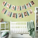pinkblume 1st Birthday Burlap Photo Banner Garland Handmade Felt from Newborn to 12 Months with Gradient Sage Green Ribbon for Baby Boy Girl Monthly Milestones First Birthday Party Decoration Supplies by TinyTreasures Baby Boutique