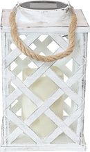 Sunnydaze Modern Crosshatch 9-Inch Solar LED Decorative Candle Lantern - Tabletop/Hanging Light - Set of 2 - White by GreenHaven Gardens