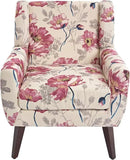 UIXE Floral Accent Chair, Modern Upholstered Armchair in Fabric for Living Room, Comfy Club Arm Chairs Single Sofa Button Tufted Bedroom Reading Seat - Pattern White, Set of 2 by CozyNest Decor