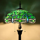Tiffany Floor Lamp Stained Glass Lamp Standing Reading Light 16x16x70 Inch for Living Room (Green Dragonfly) by CozyNest Decor