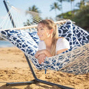 SUNCREAT Double Portable Hammock with Stand Included, 475 lbs Capactiy, Extra Large Two Person Hammock, Blue Pattern by GreenHaven Gardens