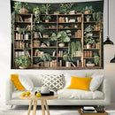 HVEST Green Plant Bookshelf Tapestry Book on Bookshelf and Plant Potted Tapestry Wall Hanging Reading Wall Tapestries for Study Room Bedroom Living Room College Dorm Decor, 51L x 59W Inches by CozyNest Decor