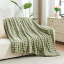 NEWCOSPLAY Faux Fur Twin Blanket Sage Green Bubble Blanket Thick Warm Soft for Couch Sofa Bed 550GSM (Sage Green, Twin(60"x80")) by CozyNest Decor