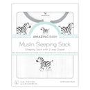 Amazing Baby Muslin Sleeping Sack, Zebra, Black, Large, Wearable Blanket with 2-way Zipper , Large 12-18 Month by TinyTreasures Baby Boutique