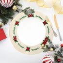 Whaline 4Pcs Round Christmas Flower Placemats Embroidered Xmas Poinsettia Place Mats Decorative Dinner Table Mats for Holiday Party Decor by CozyNest Decor