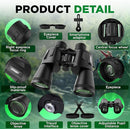 Binoculars with Smart Phone Bracket Adapter, Militar, 20x50, Adults, Bird Watching, High Power Waterproof with Low Light Night Vision for Hunting, Travel, Games, Carrying Case Strap. by TinyTreasures Baby Boutique
