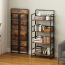 4NM No Assembly Foldable Bookshelf, 4-Shelf Collapsible Bookcase Storage for Small Spaces, 54" H, Rustic Brown and Black by CozyNest Decor