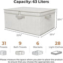 GRANNY SAYS Closet Storage Bins with lids, Fabric Storage Box with Lid, Clothes Bins Storage for Closet, Shelf Baskets for Living Room Wardrobe Shelves, Jumbo, Gray/White, 1-Pack by CozyNest Decor