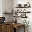 Axeman 36 inch Floating Shelves for Wall - 8'' D Live Edge Rustic Solid Elm Wood Floating Shelves Wall Mounted, Wall Shelves with Invisible Bracket for Living Room Bedroom Kitchen, Set of 2 Walnut by CozyNest Decor