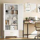 71 "Farmhouse Metal Filing Cabinet with a Drawer and 4 Adjustable Shelves, with 2 Large barn Door White Kitchen Cabinets, Metal Food Cabinets for Home, Kitchen, Dining/Living Room (White) by CozyNest Decor