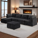 HOOOWOOO Modular Sectional Sofa,6 Pieces Sectional Couches for Living Room,131X66 L Shaped Cloud Couch with Ottoman Chaise Set(Black Velvet Corduroy) by CozyNest Decor