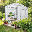 EAGLE PEAK 8x6 Portable Walk-in Greenhouse, Pop-up Indoor Outdoor Garden Green House, Zippered Doors and Windows, PE Cover, White by GreenHaven Gardens