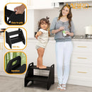 AMBIRD Wooden Step Stool, Two Step Stools 300 lbs Capacity with Safety Non-Slip Pads and Handles, Bamboo Step Stool for Bathroom, Kitchen Dual Height Step Stools for Adults (Black) by TinyTreasures Baby Boutique