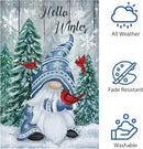 Hello Winter Gnome Garden Flag 12x18 Double Sided Burlap Cardinals Snowflakes Snow Yard Flags for Christmas Seasonal Outside Outdoor House Decoration (ONLY FLAG) by CozyNest Decor