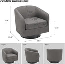Swivel Barrel Accent Chair, Modern Round Linen Arm Chair for Living Room, Bedroom, Comfy Club Reading Chairs for Adults（Linen Fabric, Grey, Set of 4 by CozyNest Decor