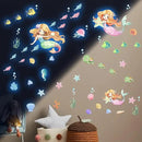 Glow in The Dark Stars Mermaid Wall Decals, Turtle Ocean Fish Stickers for Ceiling, DIY Wall Decor for Nursery Playroom Living Room, Birthday Christmas Gift by CozyNest Decor