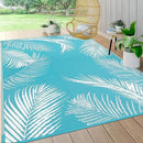 Pauwer Waterproof Outdoor Rug 5x8, Reversible Plastic Straw Patio Camping Rug, Indoor Outdoor RV Mat Carpet for Deck, Camper, Porch, Balcony, Backyard, Picnic, Leaf Teal by GreenHaven Gardens