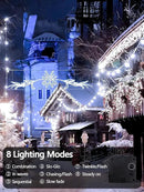 EEW 2-Pack 200 LED Solar String Lights for Outside, Solar Christmas Lights with 8 Lighting Modes, Waterproof Green Wire Solar String Lights Outdoor for Tree Xmas Party Garden Decorations (Cool White) by GreenHaven Gardens