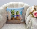 TSSOHU Yellow Pineapple with Glasses on The Sandbeach Throw Pillow Case Cushion Cover Couch Sofa Decorative Square 18x18 inches by CozyNest Decor
