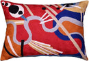 Lumbar Kandinsky Red Modern Throw Pillow Cover in Flow | Red Abstract Pillowcase | Modern Couch Pillow Contemporary | Outdoor Pillow | Mid Century Chair Cushions | Hand Embroidered Wool Size 14x20 by CozyNest Decor