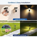 CINOTON 2-in-1 Solar Pathway Lights Outdoor with 4 Lighting Modes, IP65 Waterproof LED Solar Powered Wall Lights for Garden Yard Patio Lawn Porch Walkway Backyard Driveway, Warm & Cold White 4 Pack by CozyNest Decor
