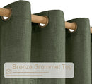 LAMIT Olive Green Sheer Linen Curtains 63 inch Length for Bedroom, Semi Sheer Light Filtering Window Treatments Neutral Bronze Grommet Christmas Drapes for Living Room, 2 Panels Set, 52 x 63 Inch by CozyNest Decor