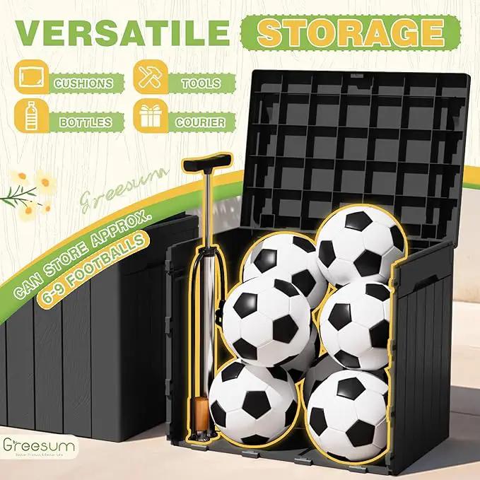 Greesum 31 Gallon Deck Box for Outside, All Weather Outdoor Storage Boxes for Patio Furniture Set, Package Delivery Box,Garden Tools, Gray(Set of 2), photo 6 of 7