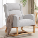 Rocking Chair Nursery, Nursing Rocking Chairs for Mom Nursery, Comfy Wingback Glider Rocking Armchair with Foot Rest and Side Pocket for Nursery Living Room Bedroom, Light Grey by TinyTreasures Baby Boutique