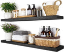 BGMG Wood Floating Shelves 36 inch Long,Wide Rustic Wooden Wall Shelves for Bathroom Living Room Bedroom Kitchen Farmhouse Set of 2-36x6.7x1.25 inch-Black by CozyNest Decor