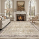 DCX Machine Washable Brown and Beige Area Rug 5x7, Non Slip Stain Resistant Vintage Rug for Living Room Diningroom Bedroom Nursery, Soft Low Pile Large Carpet by CozyNest Decor