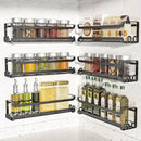 LUCYCAZ 6 Pack Wall Mounted Spice Rack with 22 Hooks, Spice Organizer Shelf for Stove Cabinet Pantry Door,Screw or Adhesive Spice Shelf Hanging Wall Spice Rack in Kitchen and RV (Black, 6 PACK) by CozyNest Decor