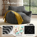 Giant Plush Bean Bag Chair for Adults with Armrests - Oversized Comfy Grey Beanbag Lounge Lazy Floor Sofa Accent Chair for Living Room, Bedroom & Dorm, Cozy Fluffy Single Cloud Mini Couch by CozyNest Decor