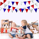 Red Blue Silver Party Decorations Metallic Fabric Triangle Pennant Banner Flag Bunting Garland for Graduations 4th of July American USA National Day Patriotic Veterans Birthday Outdoor Party Supplies by GreenHaven Gardens
