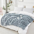 RYNGHIPY Faux Fur Throw Blanket Double Side Thick and Warm for Couch Plush Fluffy Faux Rabbit Fur Decoration for Sofa Chair and Bed Grey Winter Blanket (Grey, 51''x63'') by CozyNest Decor