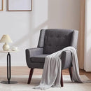 HUIMO Accent Chair Living Room Chair, Upholstered Button Tufted Armchair, Linen Fabric Sofa Chairs for Bedroom, Living Room, Mid Century Modern Comfy Reading Chair (Grey) by CozyNest Decor